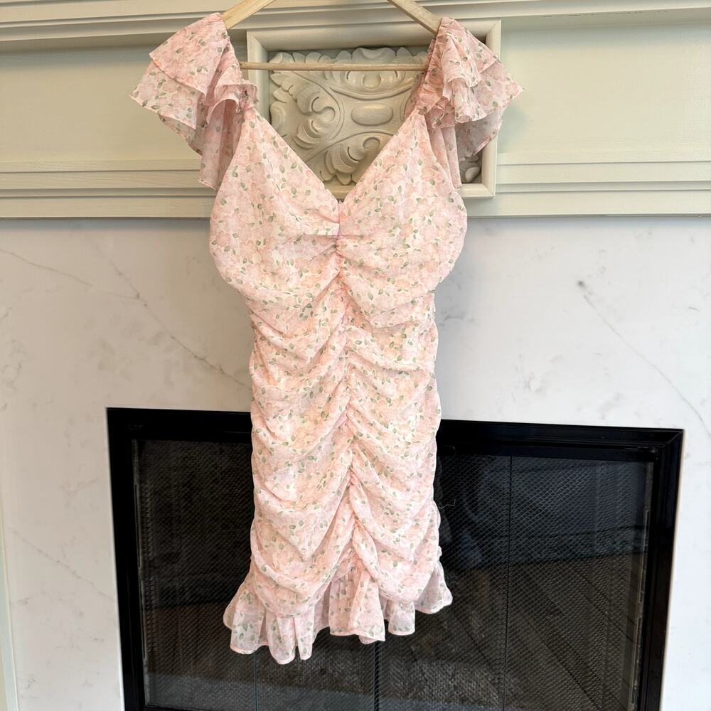 NWT Elodie Shirred Floral Print Minidress Women's Size XS